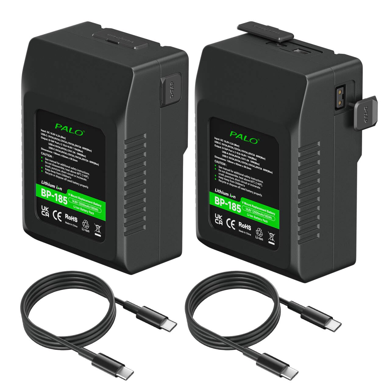 Amazon.com: 2 Pack 185Wh(12500mAh, 14.8V) V Mount V Lock Battery